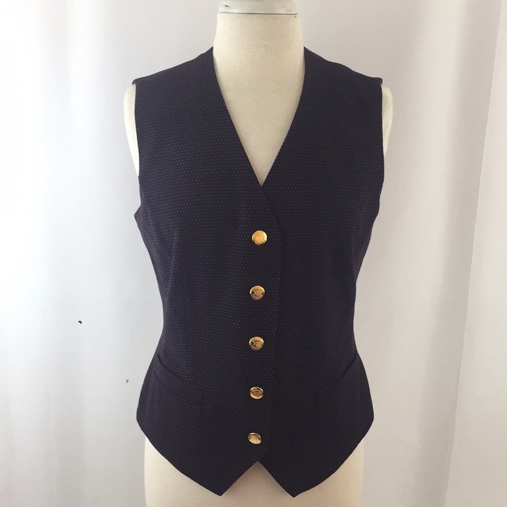 {Escada} Black & Pink Polka Dot Vest